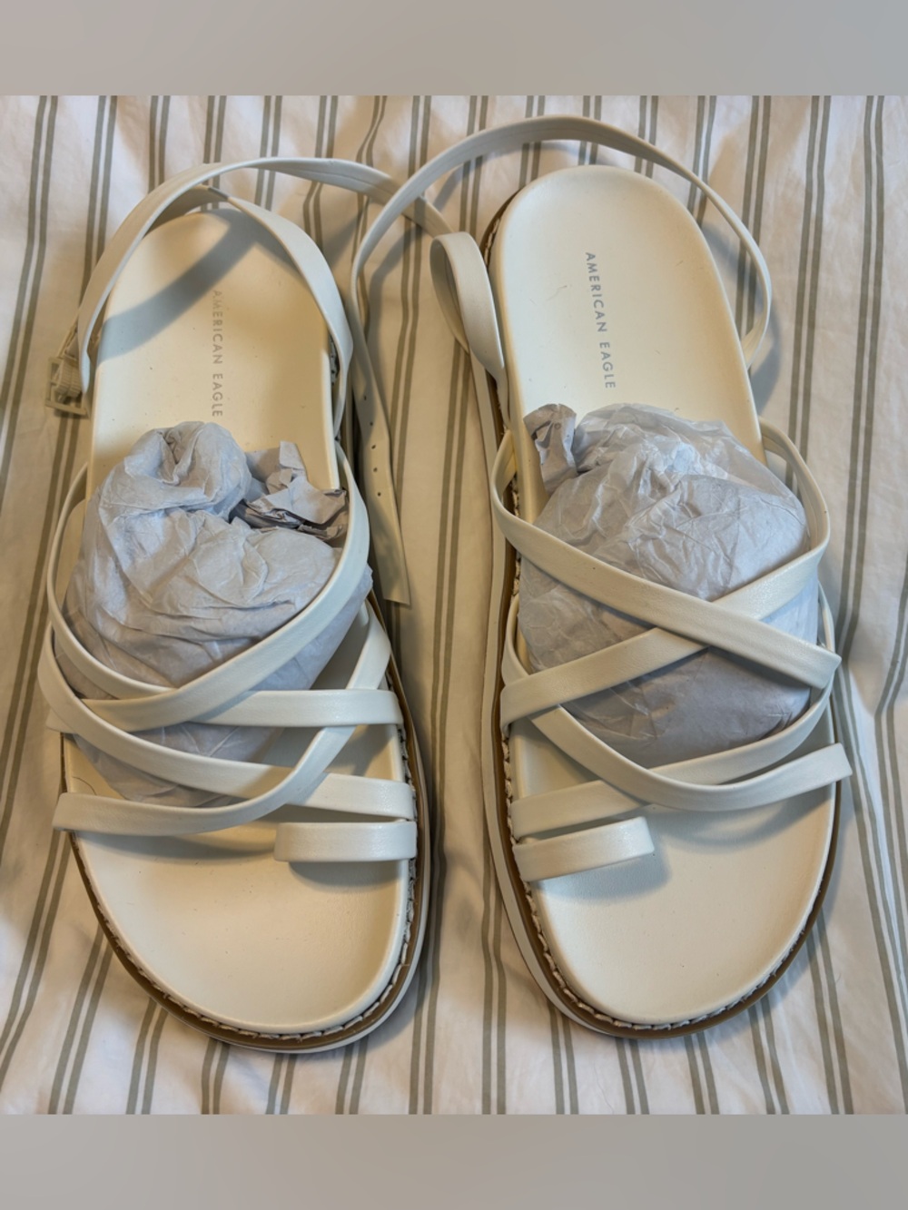 American Eagle Outfitters White Strappy Wrap Sandals